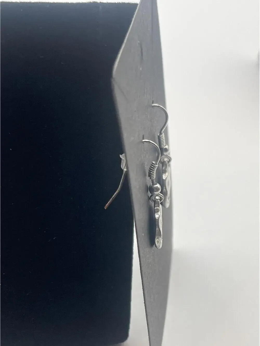 Silver Tone Hammered Disc Drop Earrings